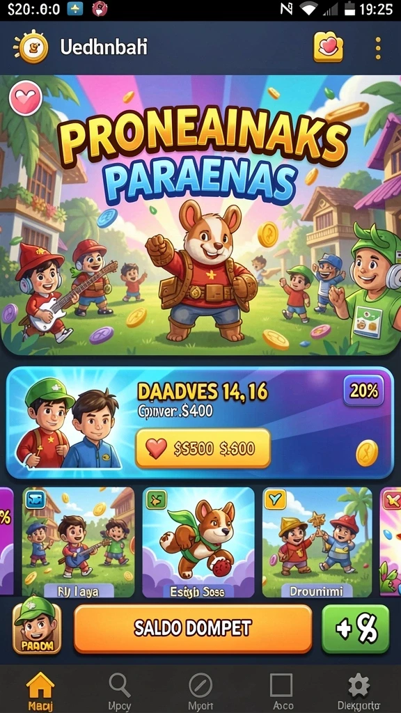 Menu permainan dengan pilihan level dan tantangan.