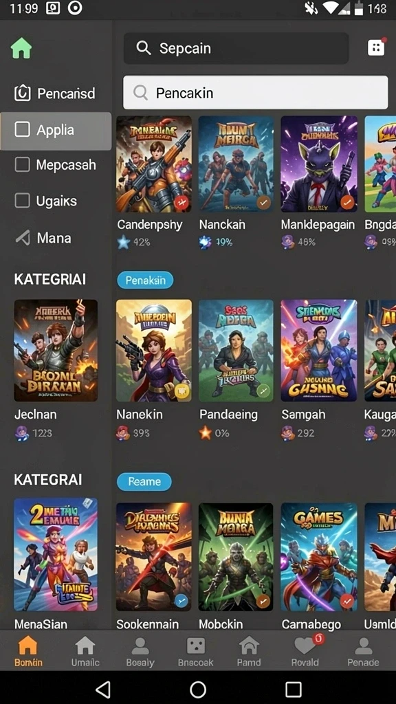 Menampilkan karakter utama dalam aksi petualangan.