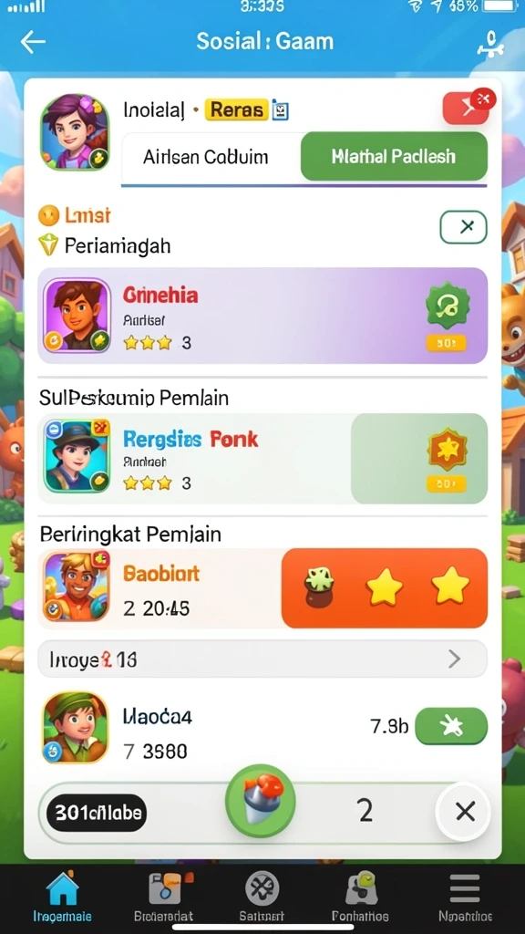 Fitur sosial untuk berinteraksi dengan pemain lain.